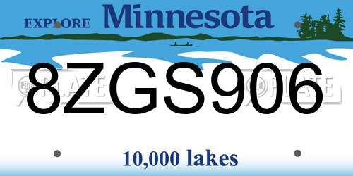 8ZGS906 Minnesota License Plate