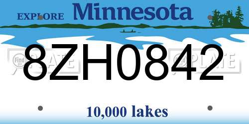 8ZH0842 Minnesota License Plate