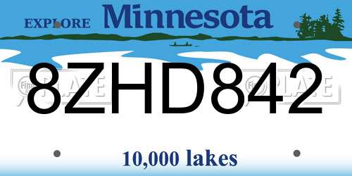8ZHD842 Minnesota License Plate