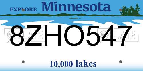 8ZHO547 Minnesota License Plate