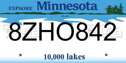 8ZHO842 Minnesota License Plate