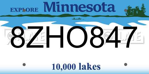 8ZHO847 Minnesota License Plate