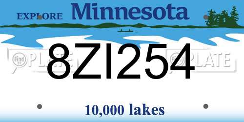 8ZI254 Minnesota License Plate
