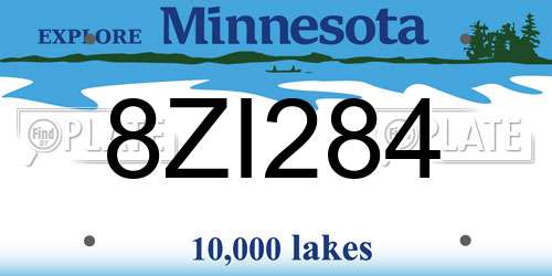 8ZI284 Minnesota License Plate