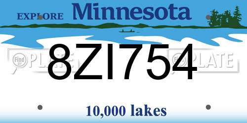 8ZI754 Minnesota License Plate