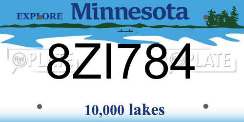 8ZI784 Minnesota License Plate