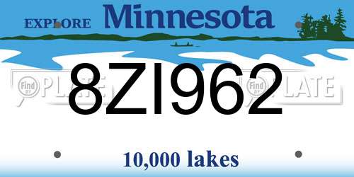 8ZI962 Minnesota License Plate