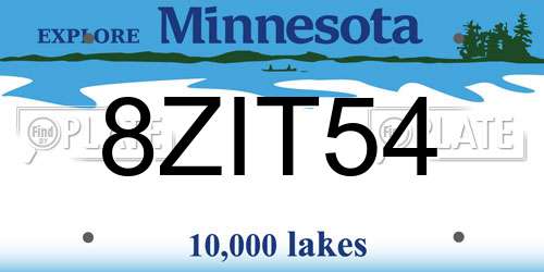 8ZIT54 Minnesota License Plate