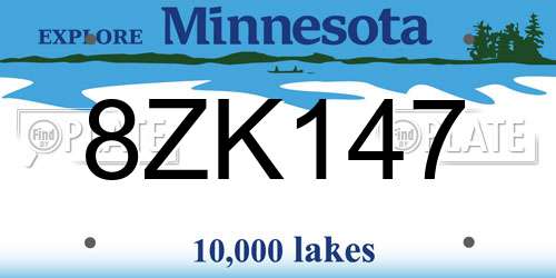8ZK147 Minnesota License Plate