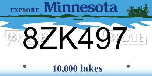 8ZK497 Minnesota License Plate