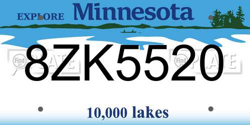 8ZK5520 Minnesota License Plate