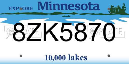 8ZK5870 Minnesota License Plate