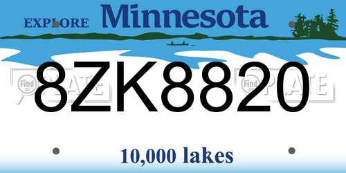 8ZK8820 Minnesota License Plate