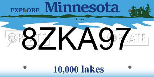8ZKA97 Minnesota License Plate