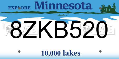 8ZKB520 Minnesota License Plate
