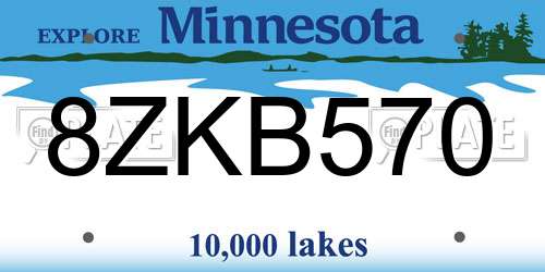 8ZKB570 Minnesota License Plate