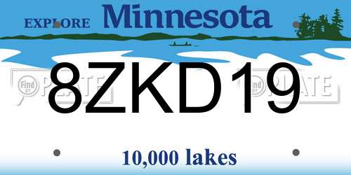 8ZKD19 Minnesota License Plate