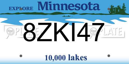 8ZKI47 Minnesota License Plate