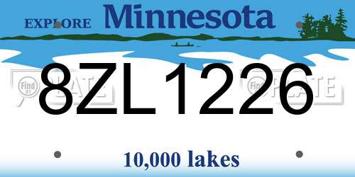 8ZL1226 Minnesota License Plate