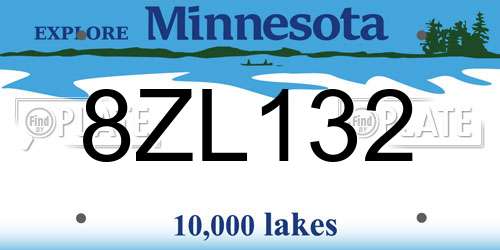8ZL132 Minnesota License Plate
