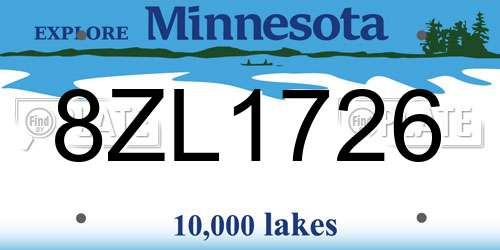 8ZL1726 Minnesota License Plate