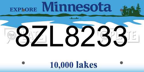 8ZL8233 Minnesota License Plate