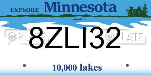 8ZLI32 Minnesota License Plate