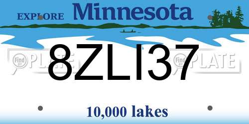 8ZLI37 Minnesota License Plate