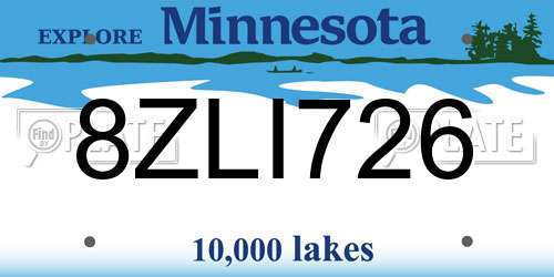 8ZLI726 Minnesota License Plate