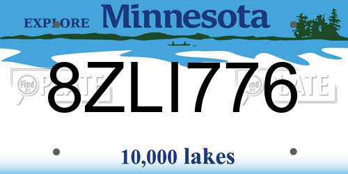 8ZLI776 Minnesota License Plate