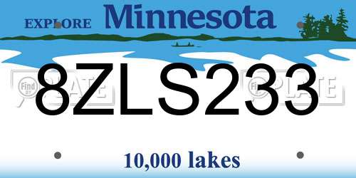 8ZLS233 Minnesota License Plate