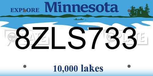 8ZLS733 Minnesota License Plate