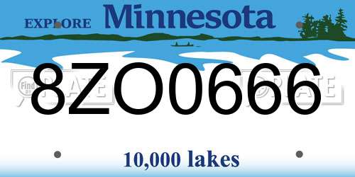 8ZO0666 Minnesota License Plate