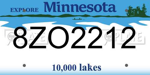 8ZO2212 Minnesota License Plate