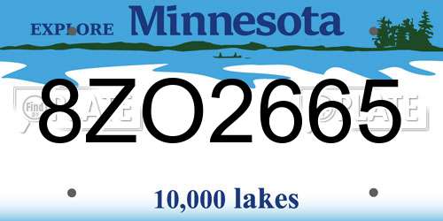 8ZO2665 Minnesota License Plate