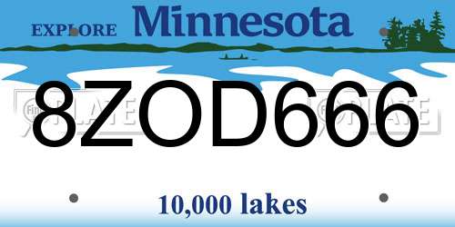 8ZOD666 Minnesota License Plate