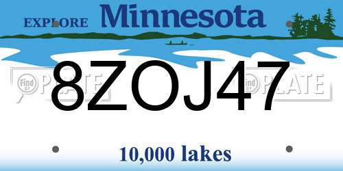 8ZOJ47 Minnesota License Plate