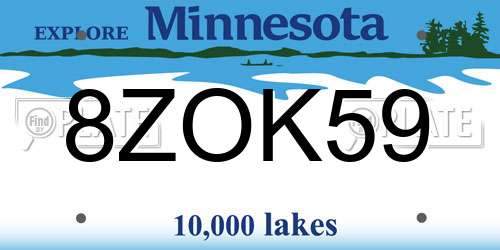 8ZOK59 Minnesota License Plate