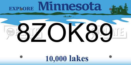 8ZOK89 Minnesota License Plate