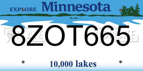 8ZOT665 Minnesota License Plate