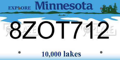 8ZOT712 Minnesota License Plate