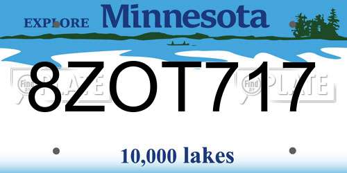 8ZOT717 Minnesota License Plate