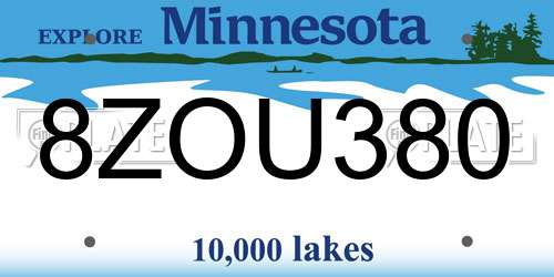 8ZOU380 Minnesota License Plate