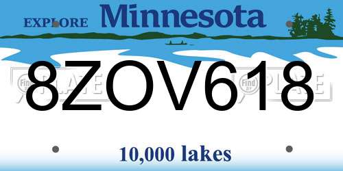 8ZOV618 Minnesota License Plate