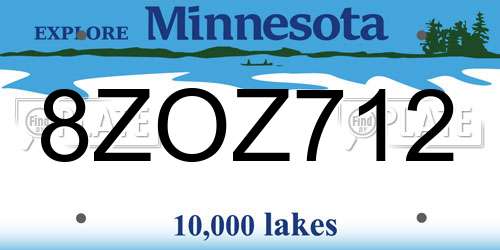8ZOZ712 Minnesota License Plate
