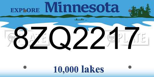8ZQ2217 Minnesota License Plate