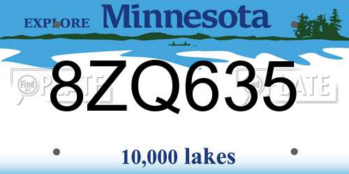 8ZQ635 Minnesota License Plate