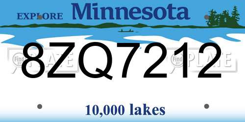 8ZQ7212 Minnesota License Plate