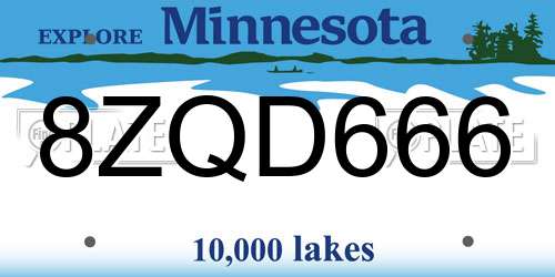 8ZQD666 Minnesota License Plate