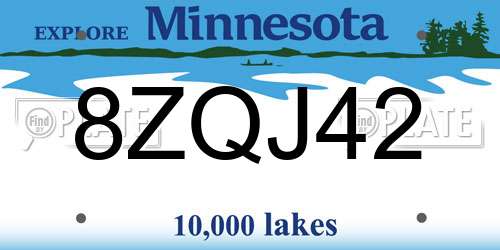 8ZQJ42 Minnesota License Plate